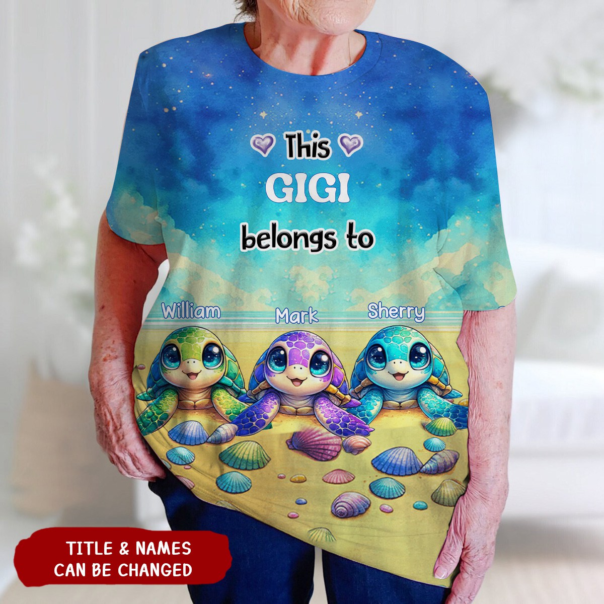 Personalized Cute Little Turtle Grandkids 3D T-shirt-Gift for Grandmas