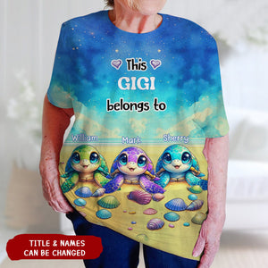 Personalized Cute Little Turtle Grandkids 3D T-shirt-Gift for Grandmas