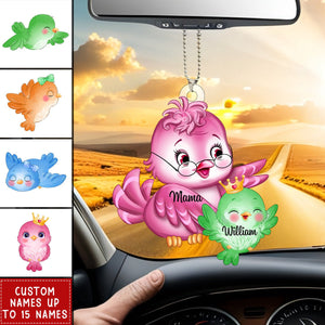 Personalized Nana/Mom Bird WIth Little Kids Acrylic Car Ornament-Gift For Mother's day