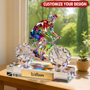 Personalized Bicycle Crystal Custom Shaped Acrylic Plaque - Gift for Cycling Enthusiast And Cyclist