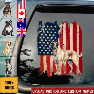 Personalized dog country flag printed decal  - gift for dog lovers