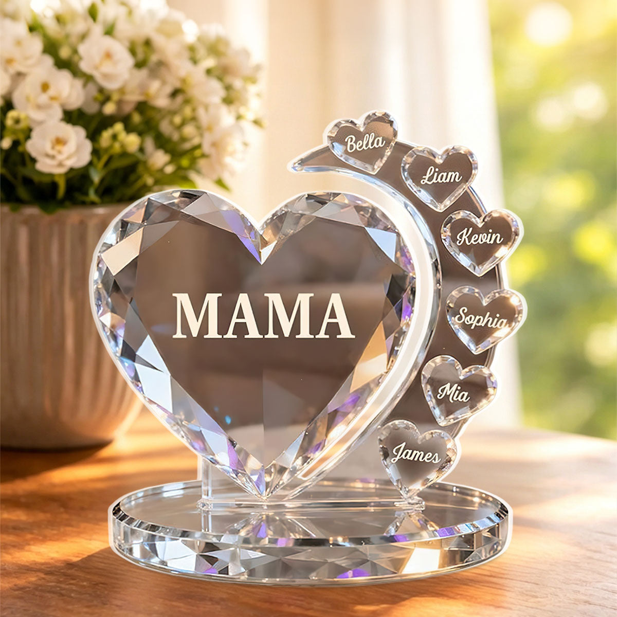 Best Mom Ever - Personalized Custom Heart-Shaped Crystal Acrylic Plaque