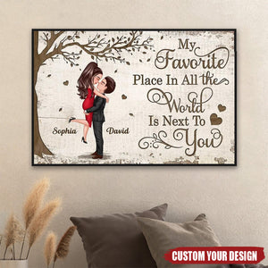 Favorite Place In The World Couple Kissing Personalized Poster, Gift For Couple/Family