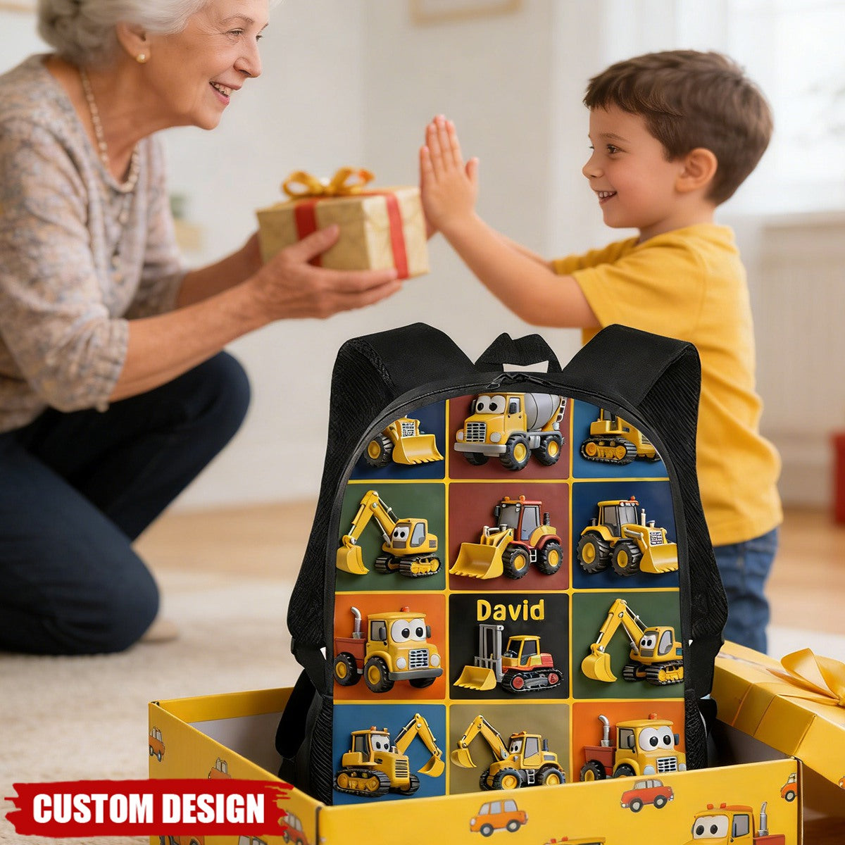 Personalized Construction Machines Kid Backpack