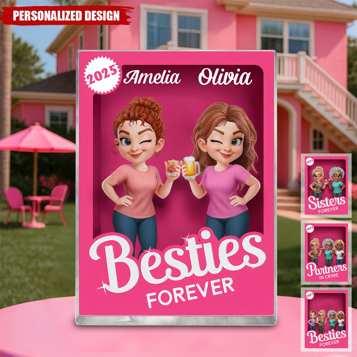 Custom Partner In Crime Rectangle Shaped Acrylic Plaque - Personalized Best Friend Birthday Gifts