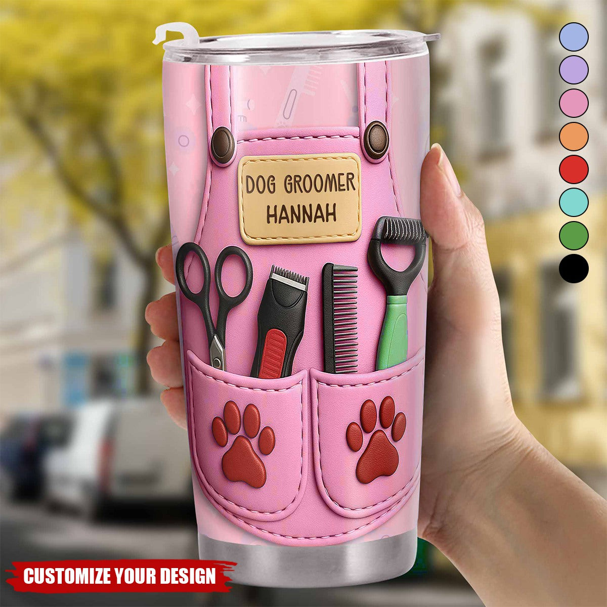 Celebrate Pet Grooming Passion With Scissors And Paw Prints,Custom Stainless Steel Tumbler,Gift For Dog Groomers