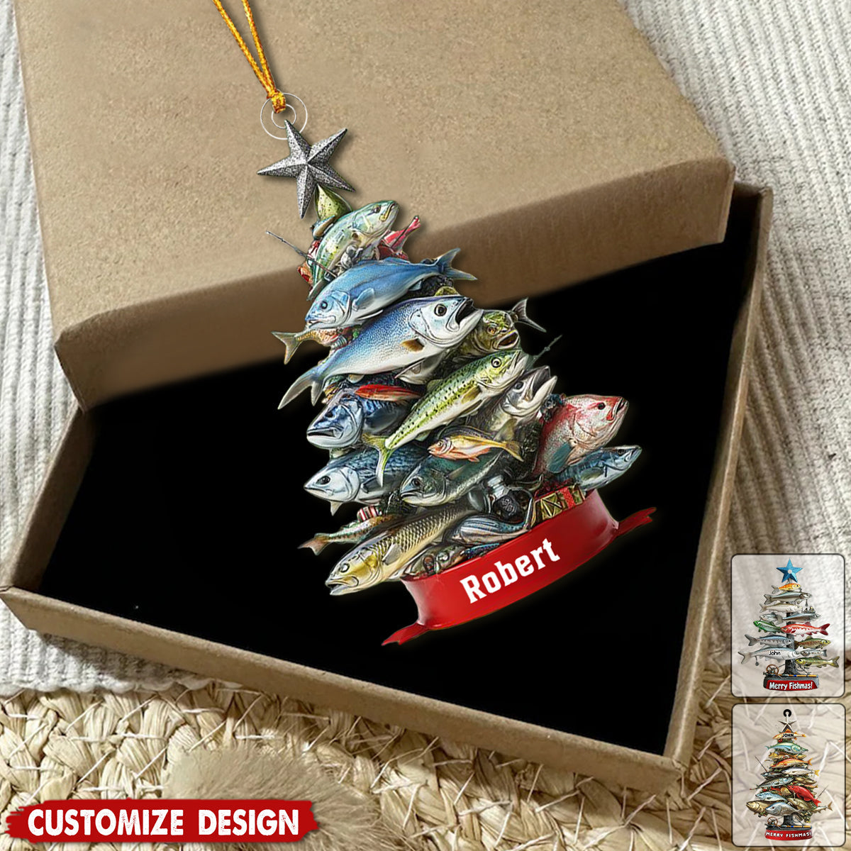 Personalized Fishing Waves Ornament - Gift for Fishing Lovers