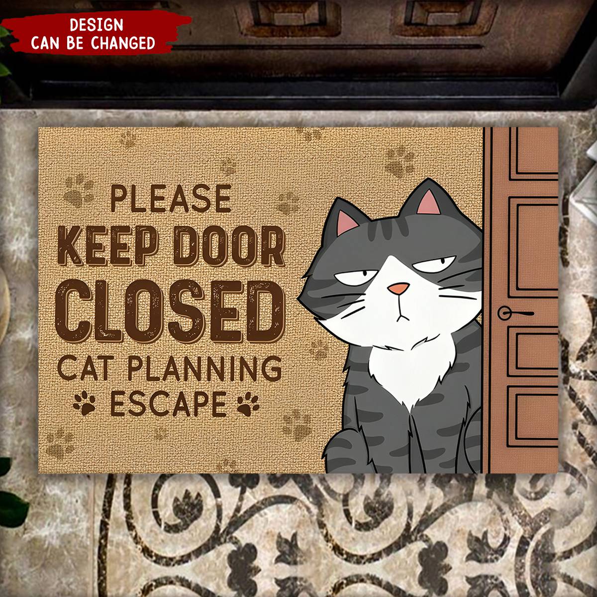 Cats Planning Escape Funny Personalized Doormat - Cat Personalized Custom Home Decor Decorative Mat - House Warming Gift