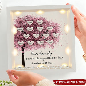 Family Tree Grandma/Mom With Heart Personalized Light Up Shadow Box