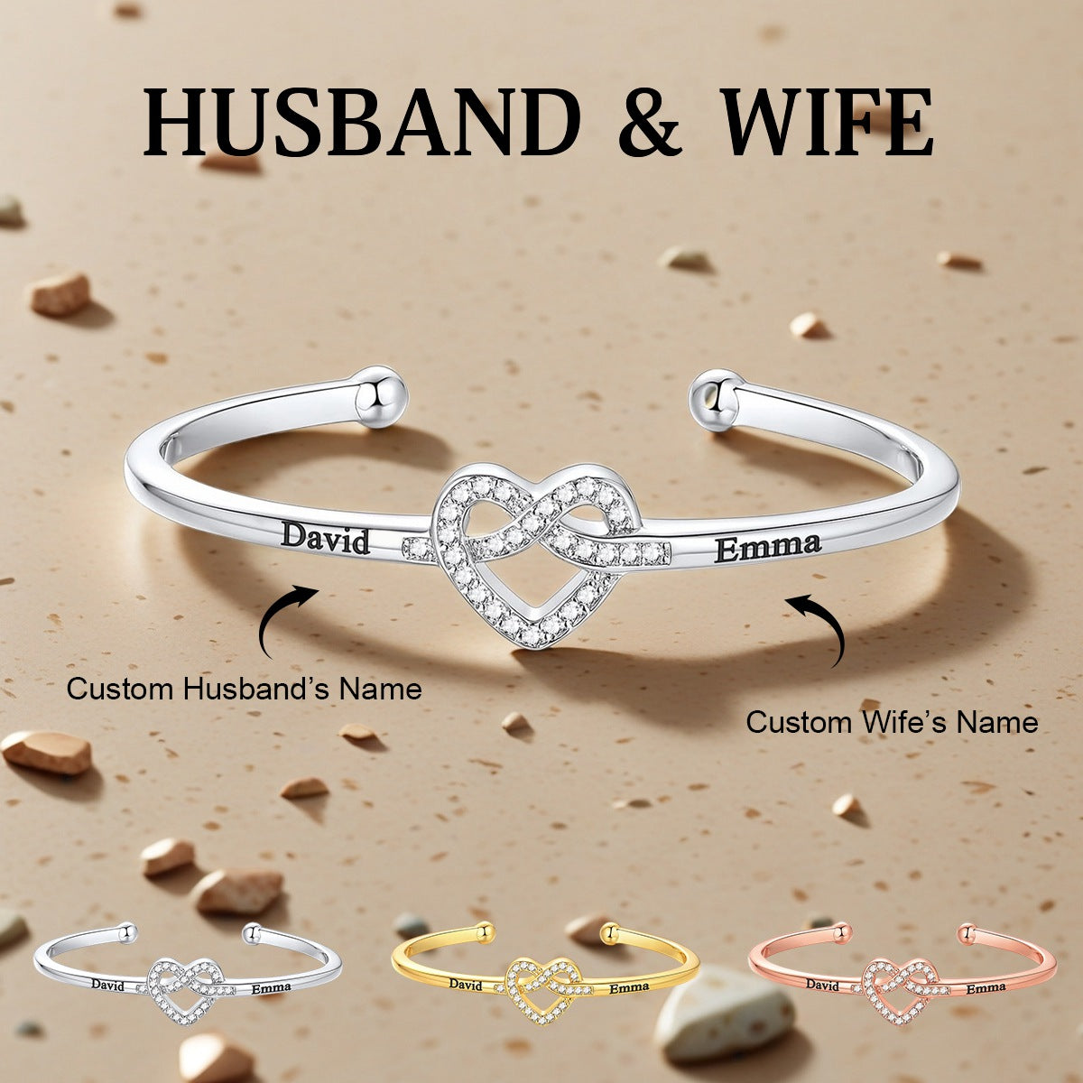 Love Knot Bracelet-Personalized Copule Bracelet-Gift For Lover