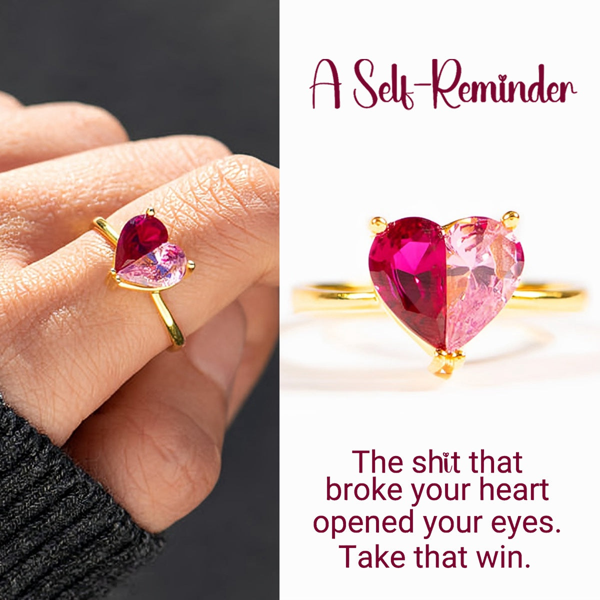 Self Love Pieced Heart Ring - Gift For Mom Grandma