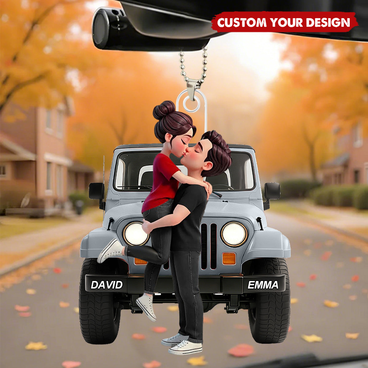Personalized Romantic Couple Car Hanging Ornament - Gift for Couple
