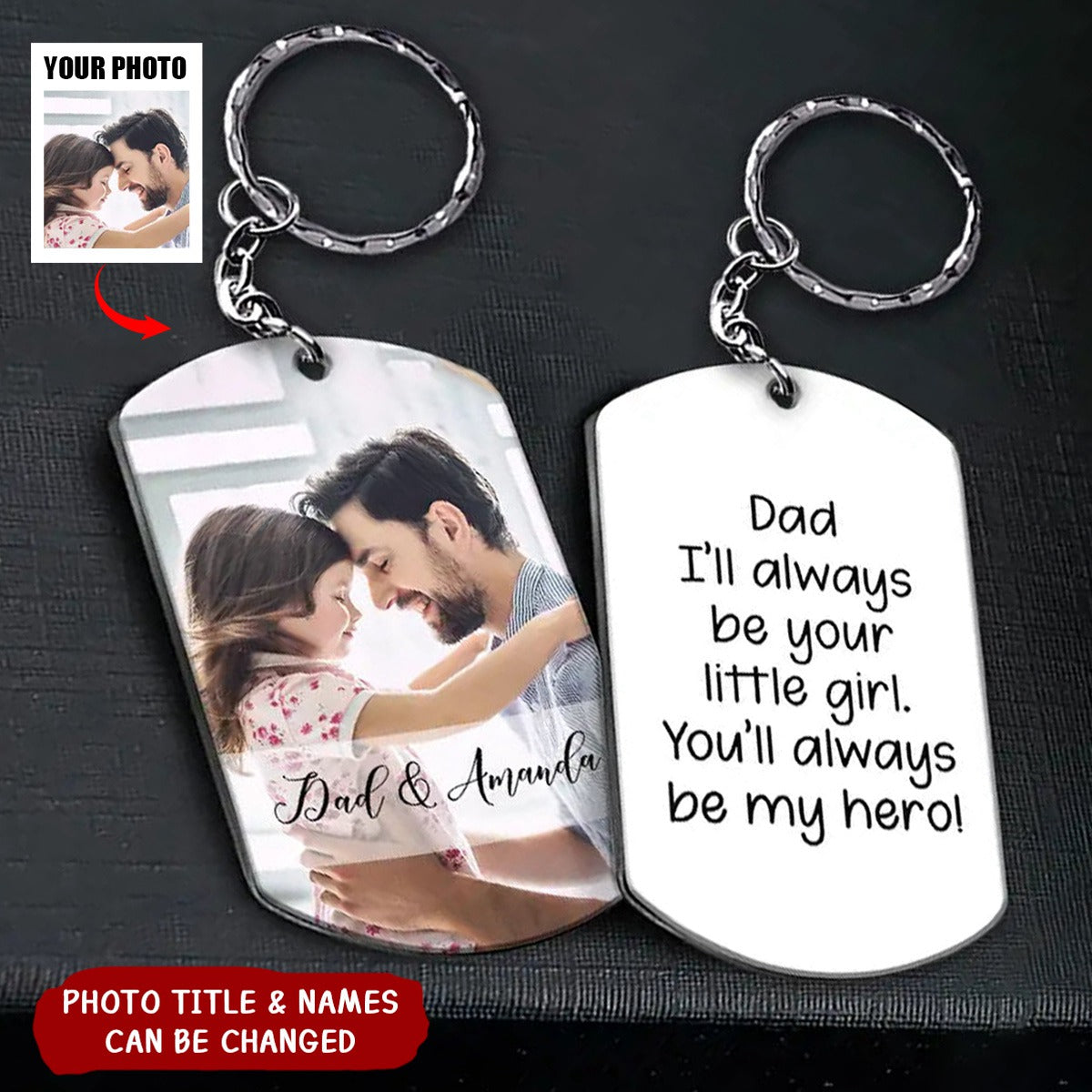 Custom Photo I'll Always Be Your Little Girl Hero - Personalized Aluminum Keychain