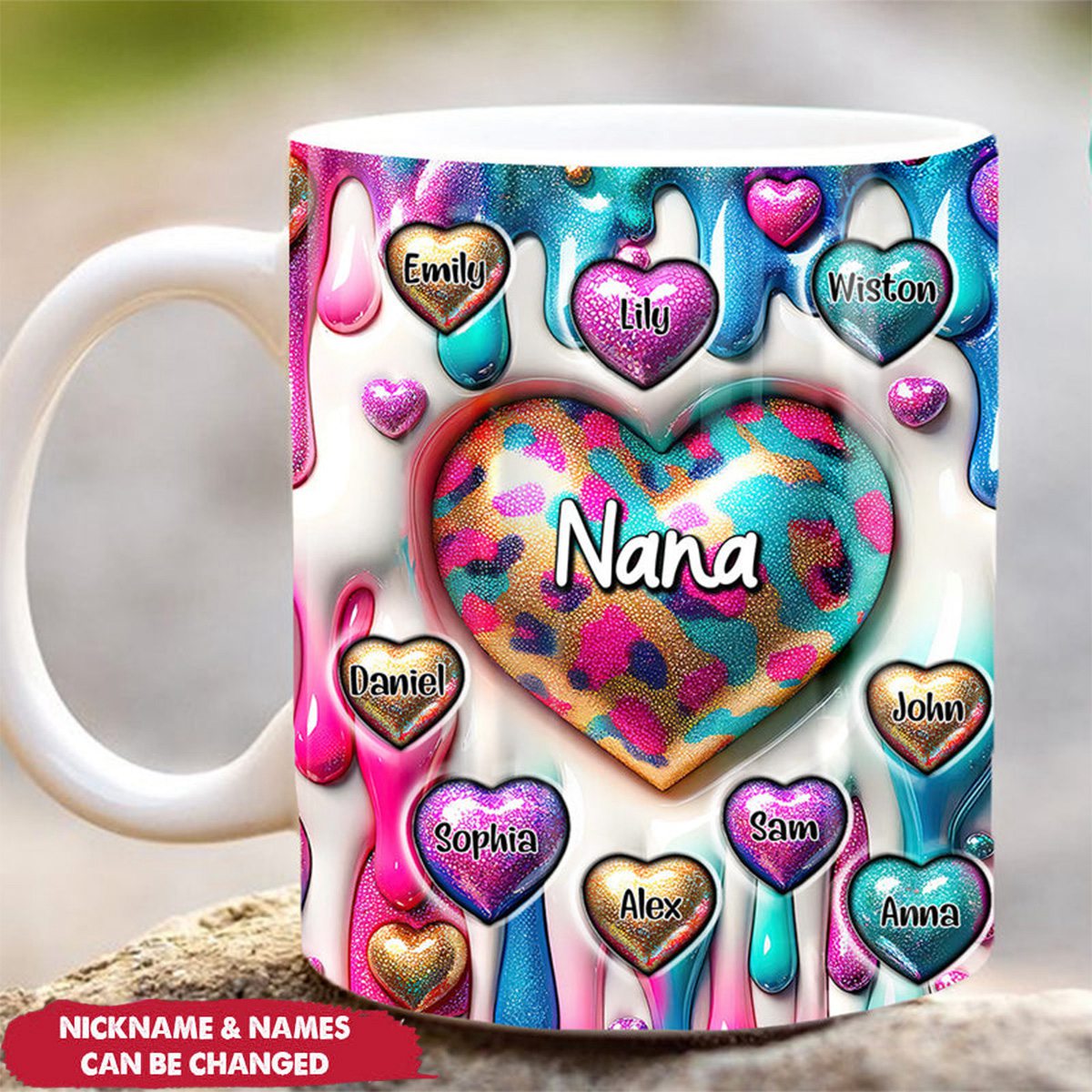 Personalized Sweet Heart Grandma Mom Kids Mug