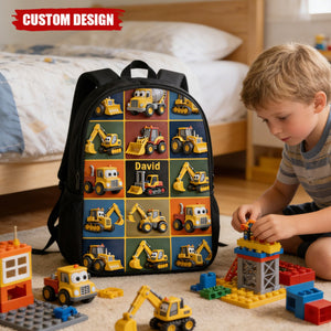 Personalized Construction Machines Kid Backpack