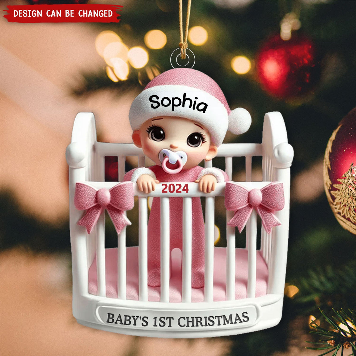 Personalized Baby Inside Crib Baby's First Christmas Ornament