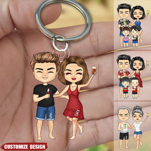 Beach Family Keychain - Gift For Couple, Dad, Mom
