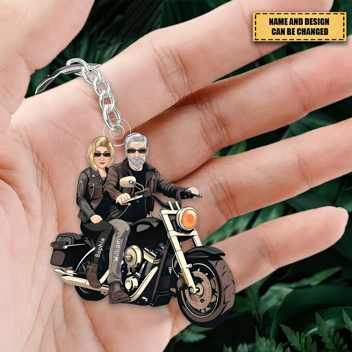 Grumpy Biker And His Wife - Gift For A Biker - Personalized Custom Acrylic Keychain