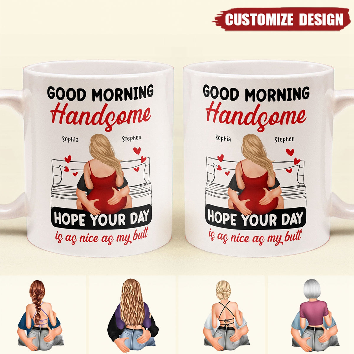Good Morning Handsome Beautiful - Personalized Couple Mug