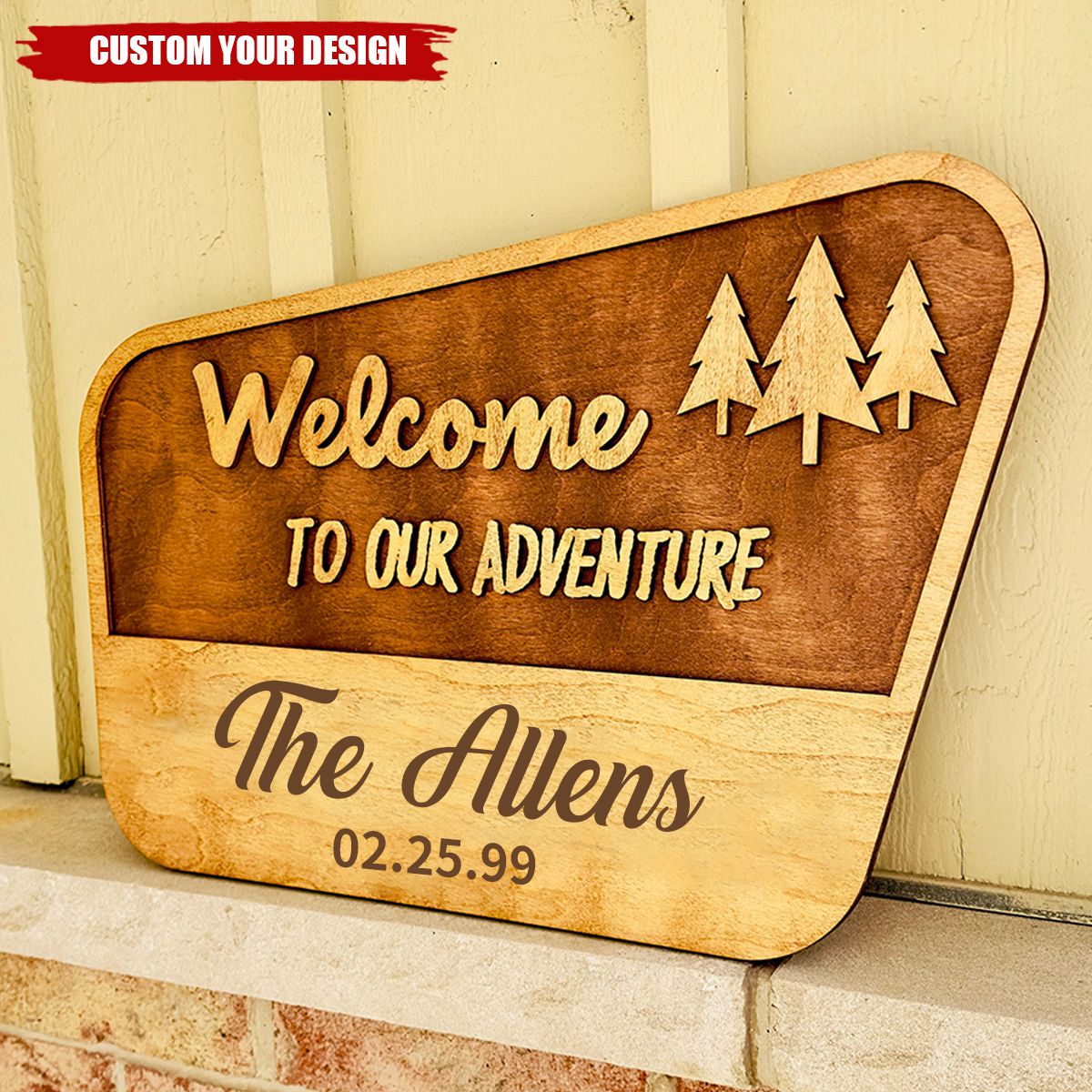 Welcome To Our Adventure National Park Family Name Sign - Personalized 2 Layer Wood Sign