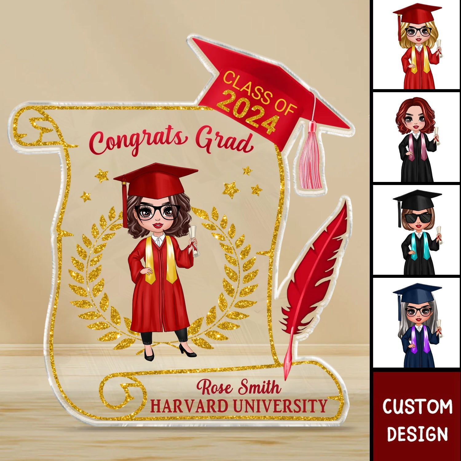 Class of 2024 Graduation Gift for Daughter Personalized Acrylic Block Plaque