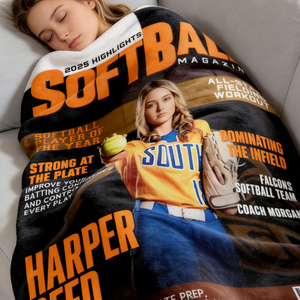 Personalized Softball Blanket - Gifts For Softball Player