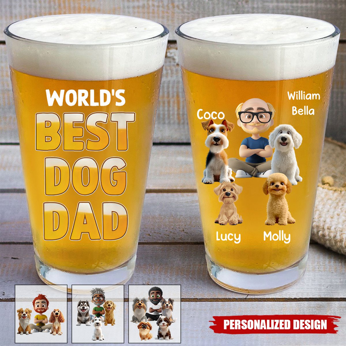 Best In The World-Personalized Dog Mom Dog Dad Beer Glass