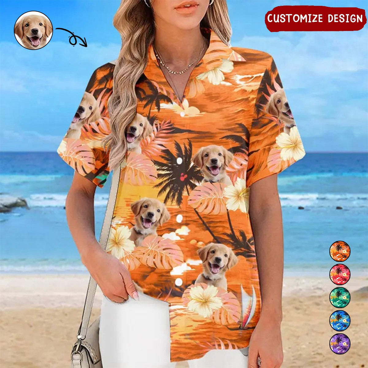 Custom Photo Dog & Cat Personalized Custom Unisex Tropical Hawaiian Aloha Shirt