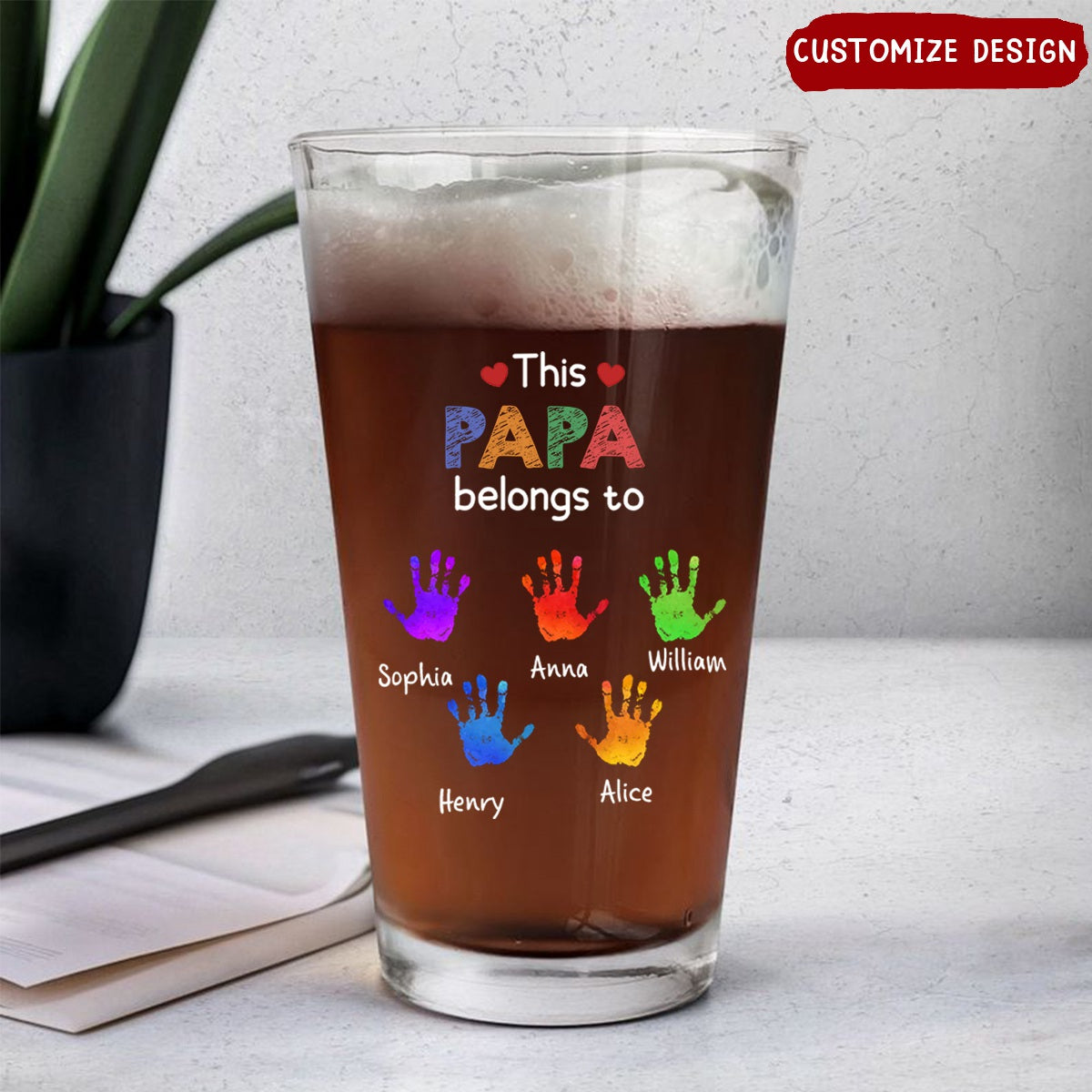 This Grandpa Daddy Belongs To - Personalized Beer Glass - Gift For Dad, Father, Grandfather