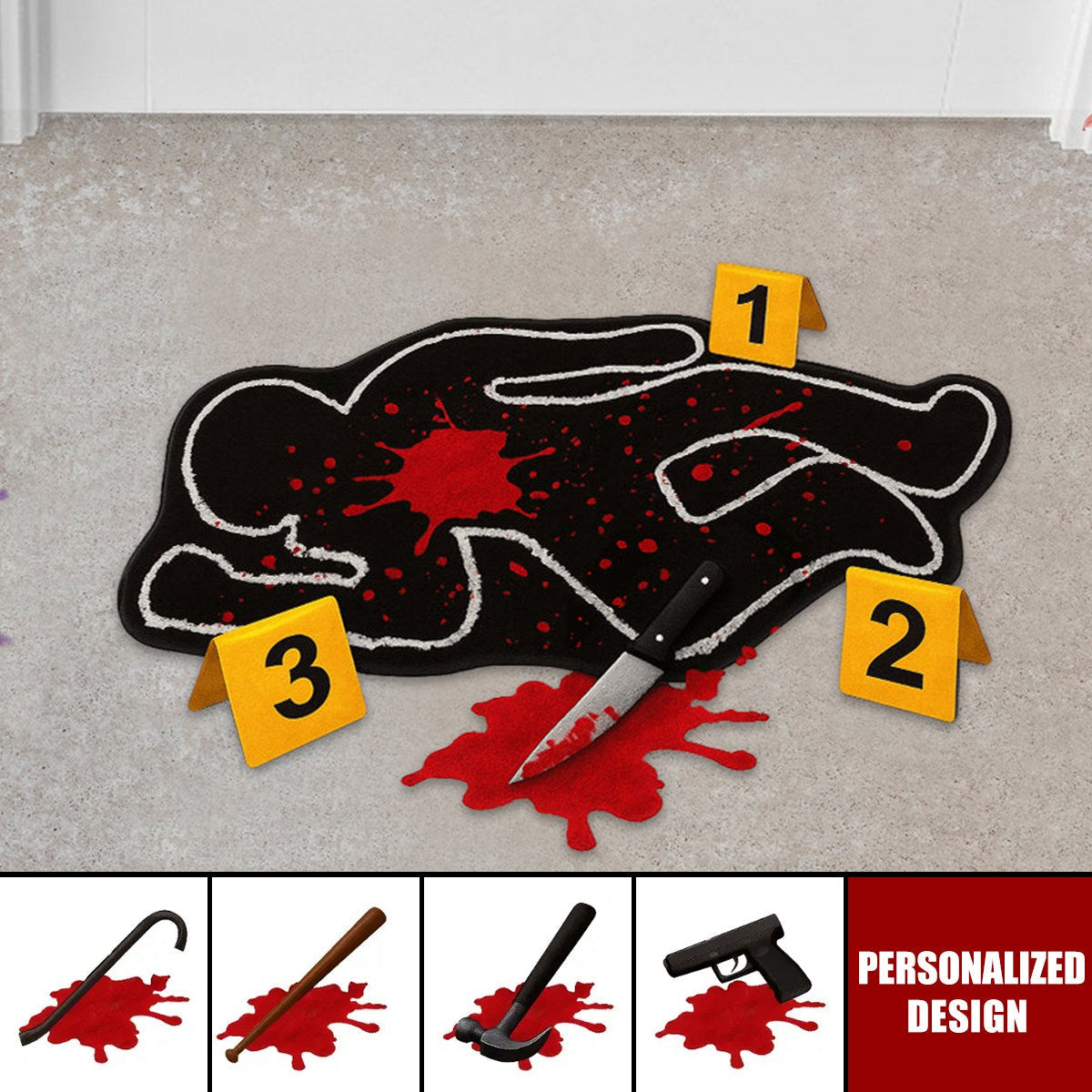 Funny Crime Scene Rug - Personalized True Crime Shaped Doormat