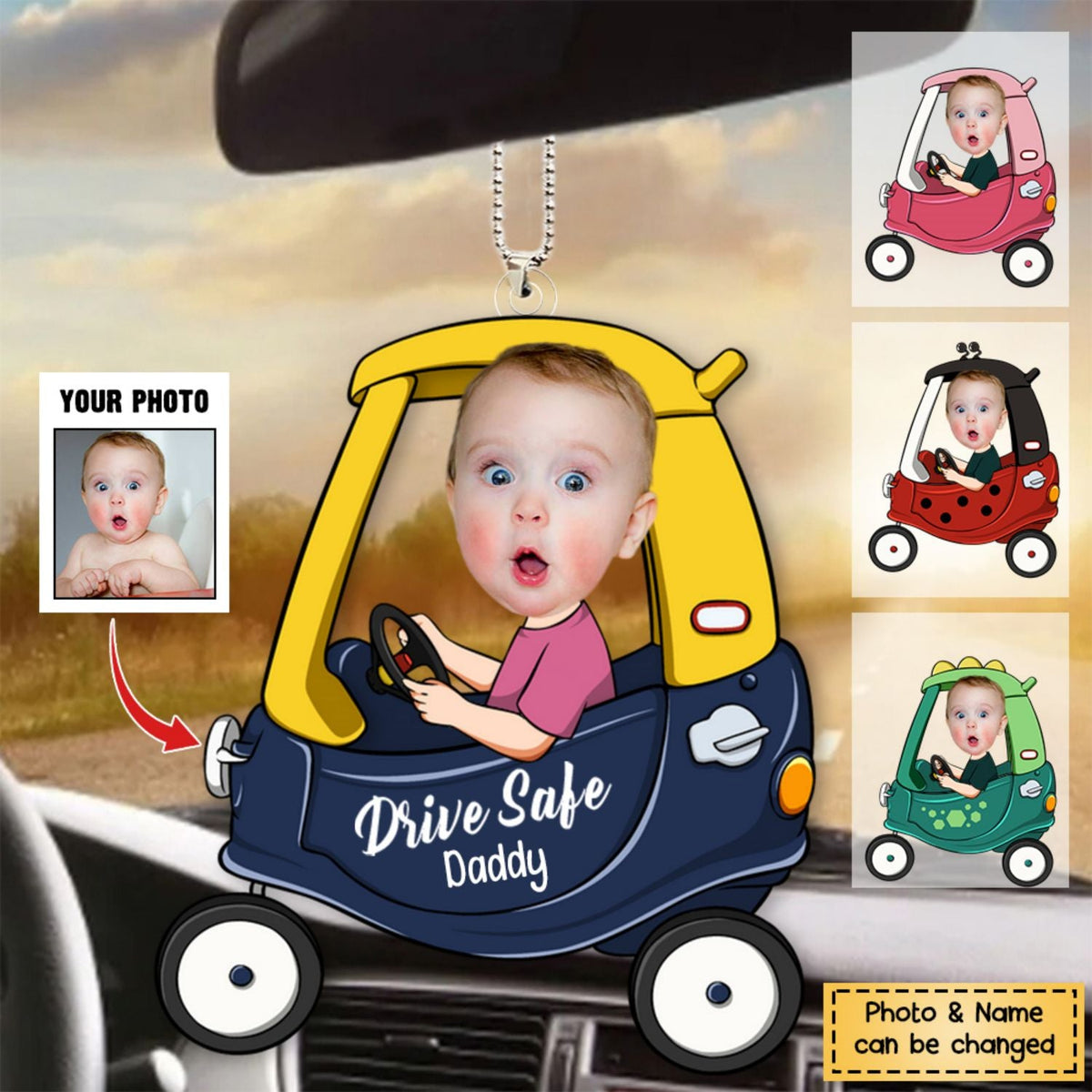Drive Safe Daddy - Personalized Car Photo Ornament