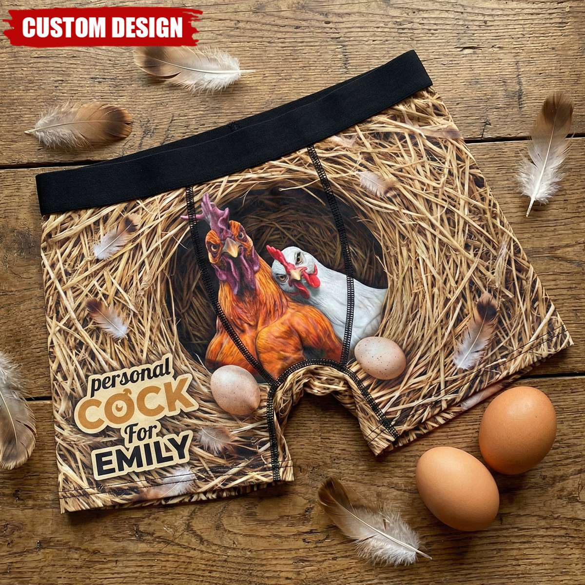 Couple Bold Rooster & His Possessive Hen Men Boxer, Personalized Gifts For Him
