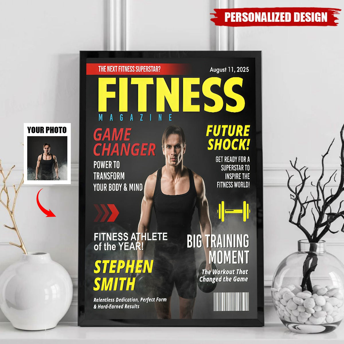 Custom Fitness Magazine Cover Poster, Gift For Fitness Lover