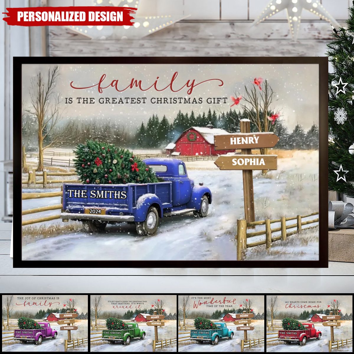 Personalized Family Farm Christmas Truck Poster-Gifts For Truck Lover-2024 New Release