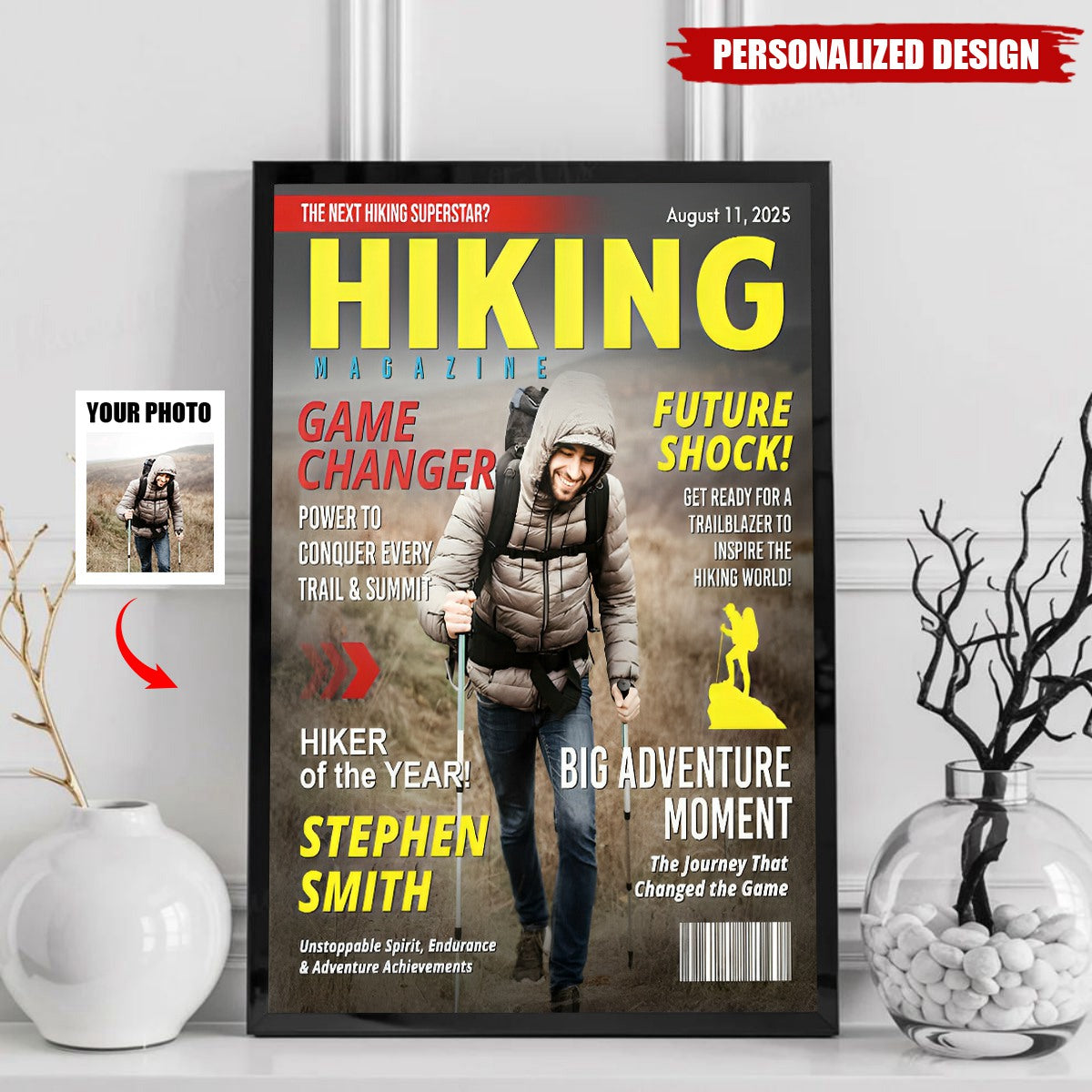 Custom Hiking Magazine Cover Poster, Gift For Hiking Lover