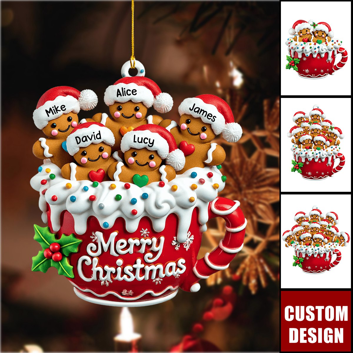 Merry Christmas - Personalized Gingerbread Christmas Ornament, Gift For Family