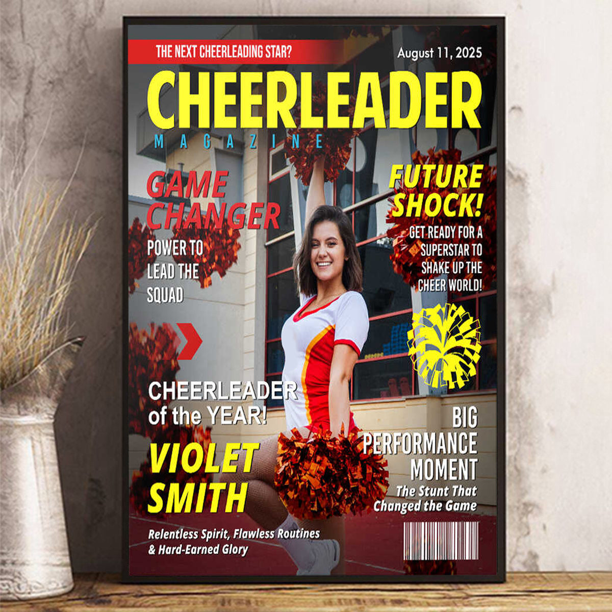 Custom Cheerleader Magazine Cover Poster, Gift For Cheerleader