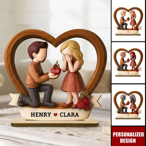 Personalized Couple Marriage Wooden Plaque-Newly Engaged Gift, "She Said Yes!"