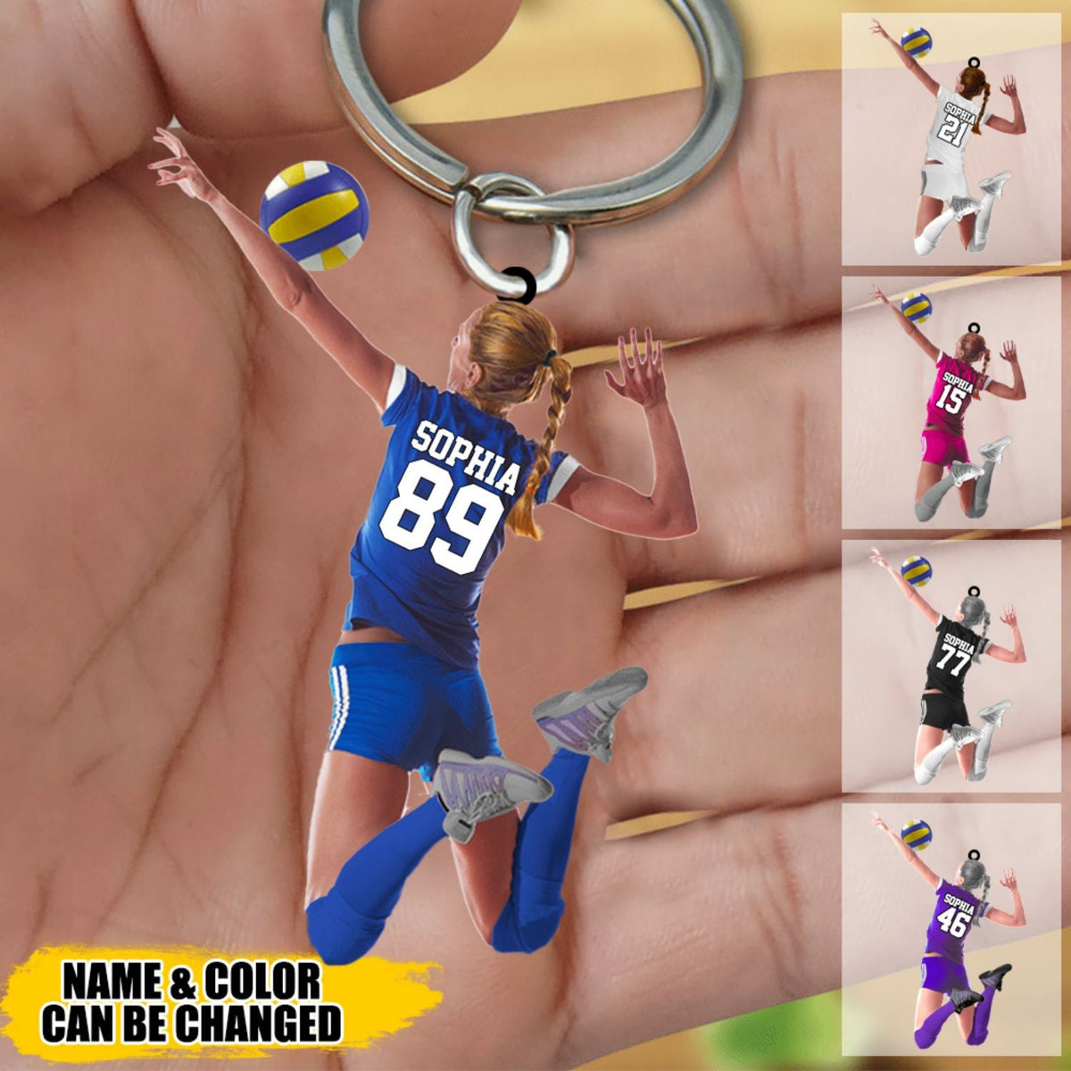Personalized Volleyball Acrylic Keychain, Gift For Volleyball Players