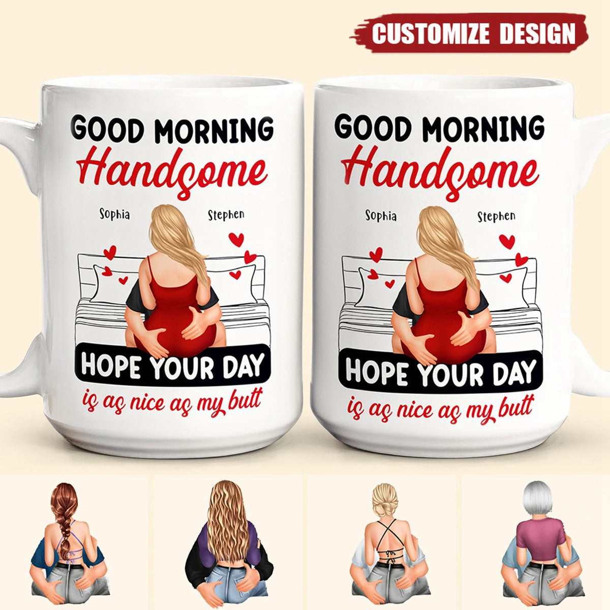 Good Morning Handsome Beautiful - Personalized Couple Mug