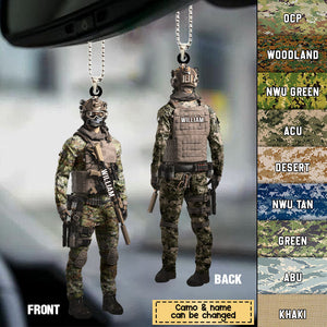 Personalized Proud Veteran Combat Uniform Gift For Soldier Car Hanging Ornament