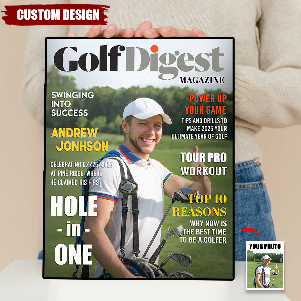 Golf Digest Magazine Personalized Canvas, Custom Golfer Magazines Photo, Unique Gift For Golfer, Golf Digest Gift