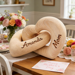Personalized Infinity Heart Wood Sculpture - Gift For Mom Grandma