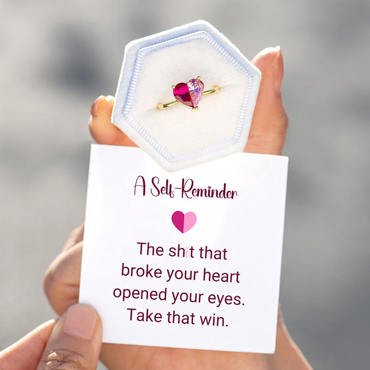 Self Love Pieced Heart Ring - Gift For Mom Grandma