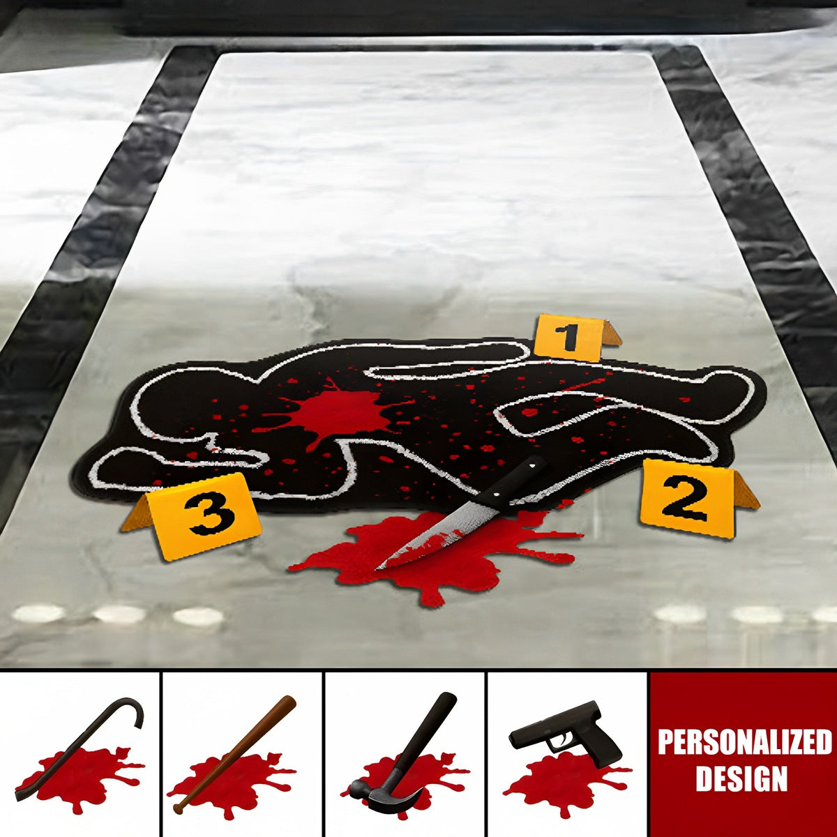 Funny Crime Scene Rug - Personalized True Crime Shaped Doormat