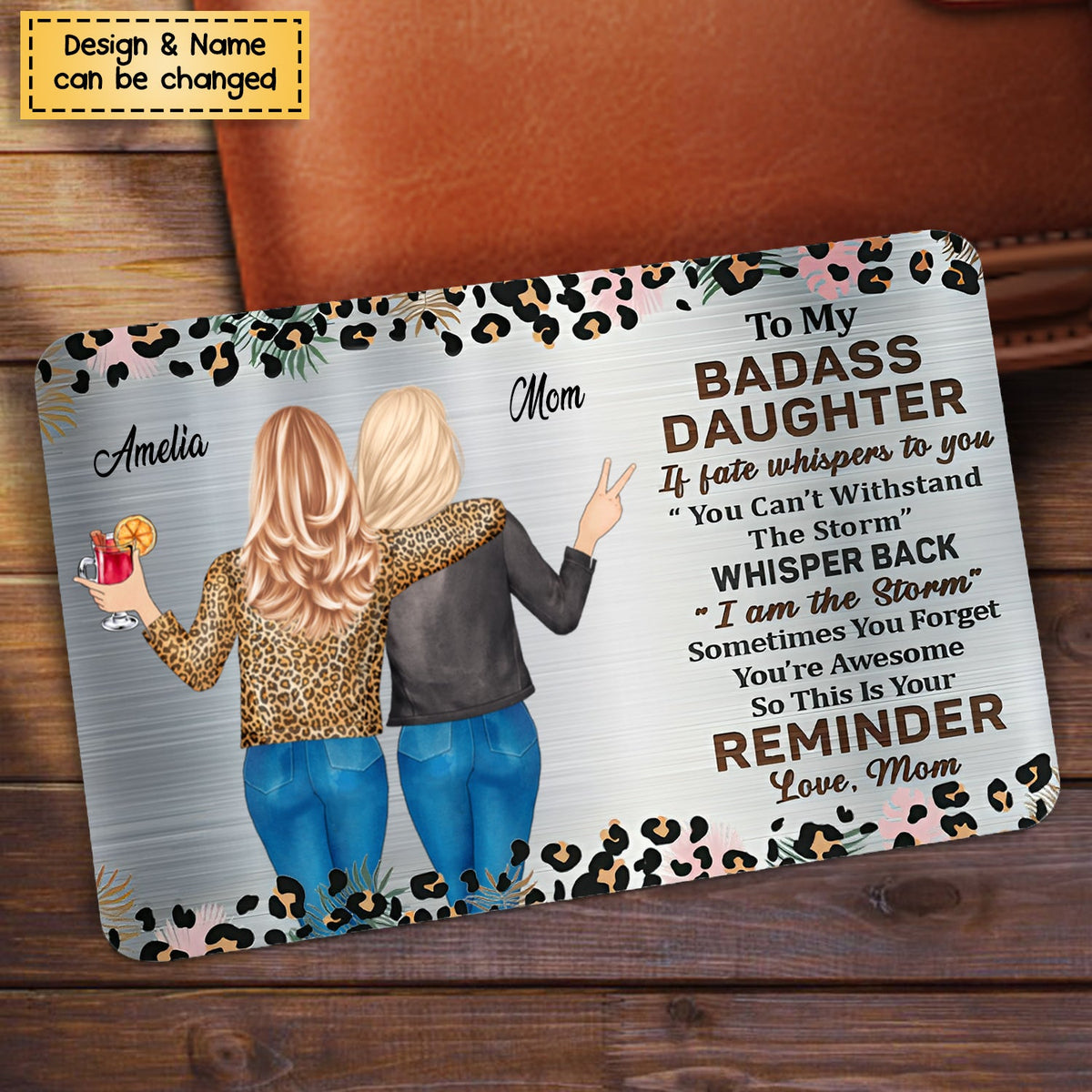 To My Badass Daughter- Personalized Stainless Wallet Card