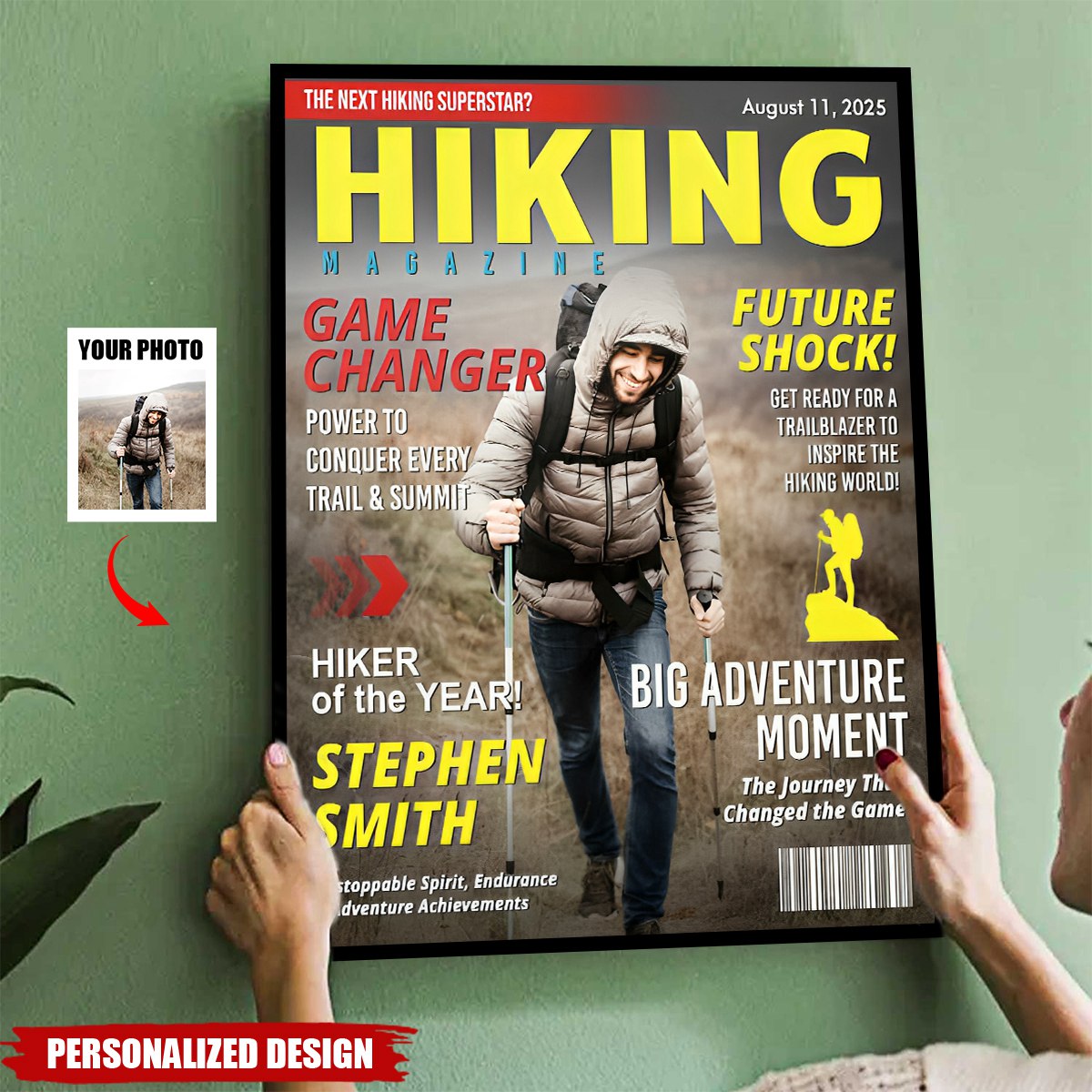 Custom Hiking Magazine Cover Poster, Gift For Hiking Lover
