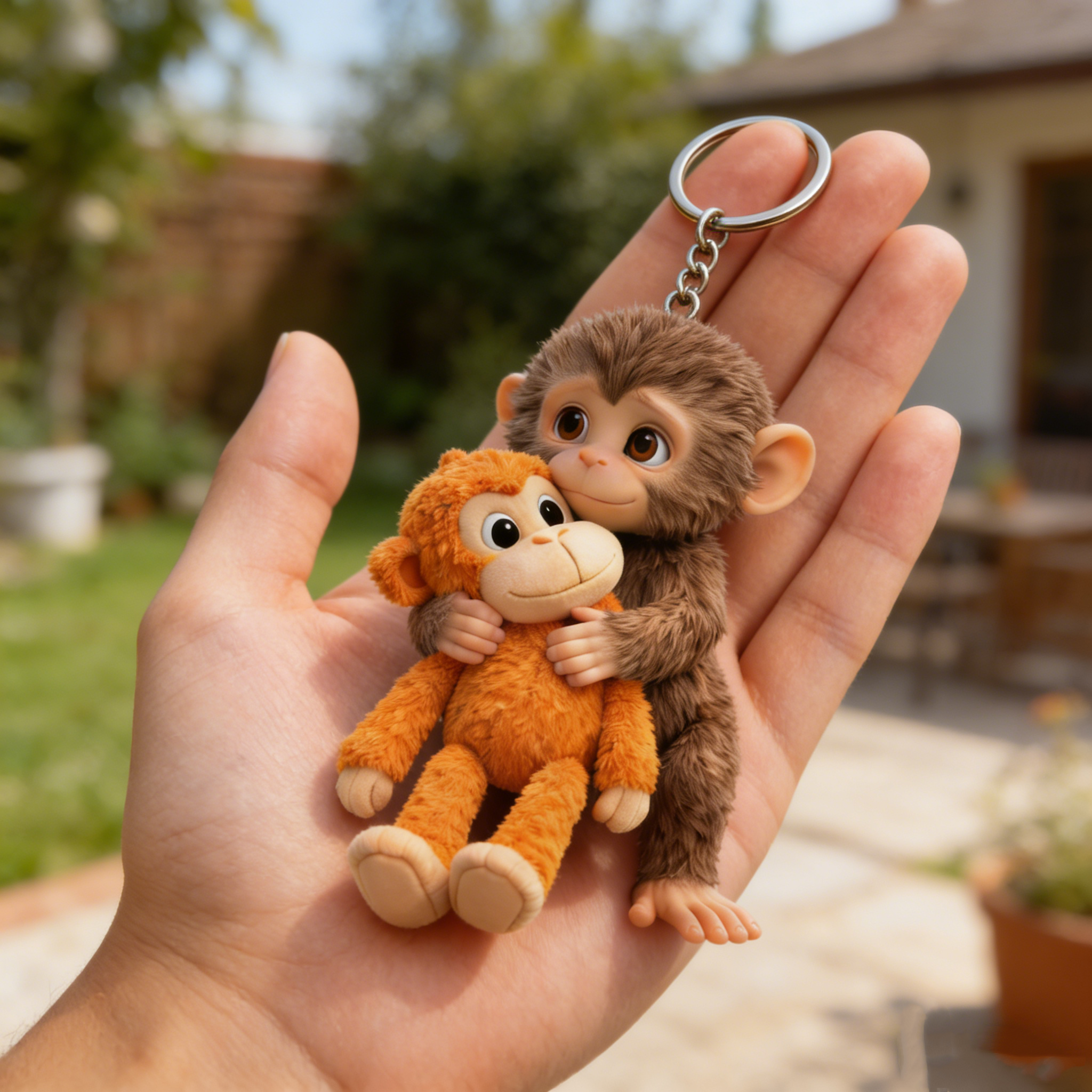 Monkey Key Chain Monkey Hugging Monkey Acrylic Keychain -Gift For Family, Friends, Love ...