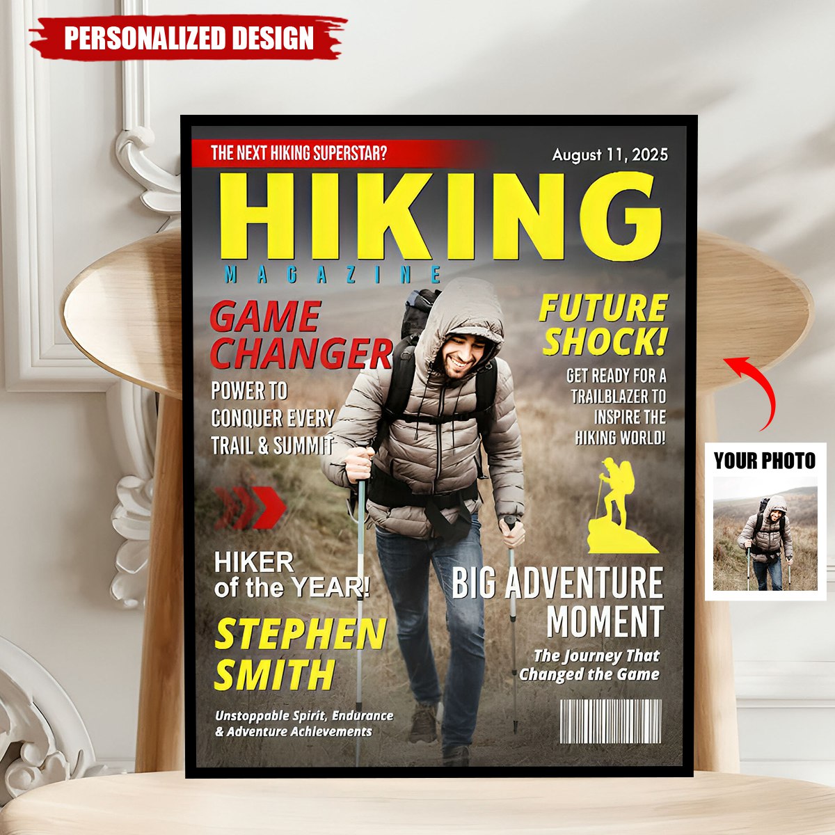 Custom Hiking Magazine Cover Poster, Gift For Hiking Lover