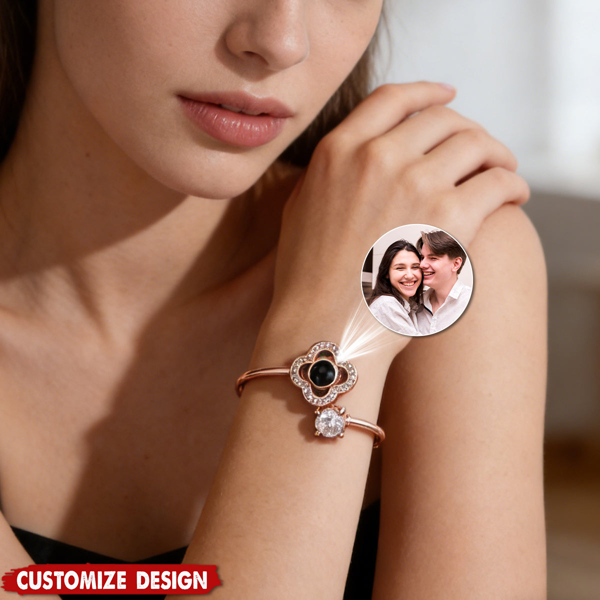 Custom Projection Bracelet Personalized Photo Bracelet Heart Jewelry Gift for Her